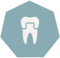 Animated tooth with dental crown icon highlighted blue