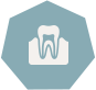 Animated tooth and gums icon highlighted blue