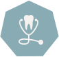 Animated tooth and stethoscope icon highlighted blue